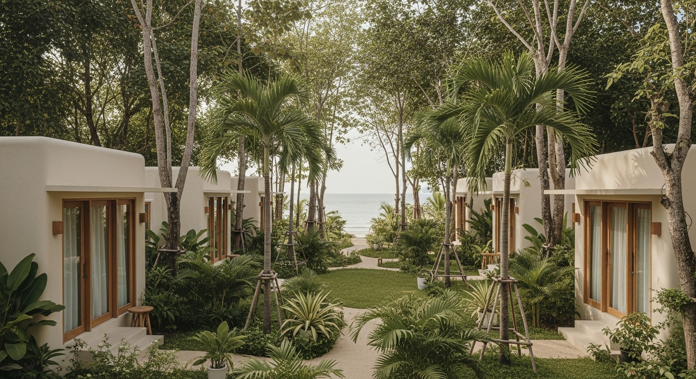 Baan Phangan Spa — yoga garden toward Srithanu coast, Koh Phangan