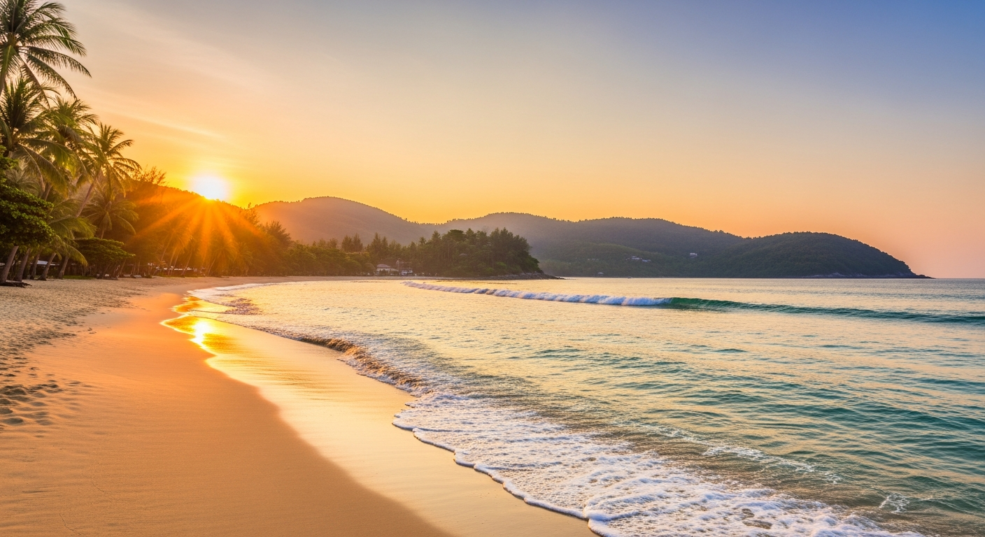 Kata Beach at golden hour, Phuket