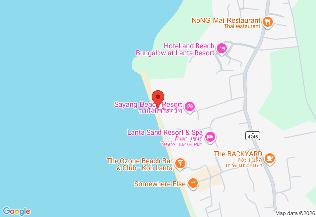 Map of Baan Lanta Play on the Saladan beachfront, Koh Lanta west coast