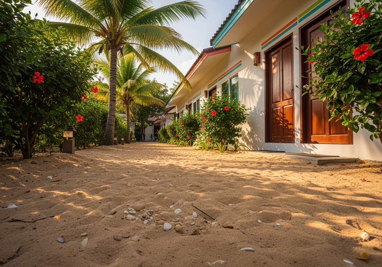 Garden path beside guesthouse