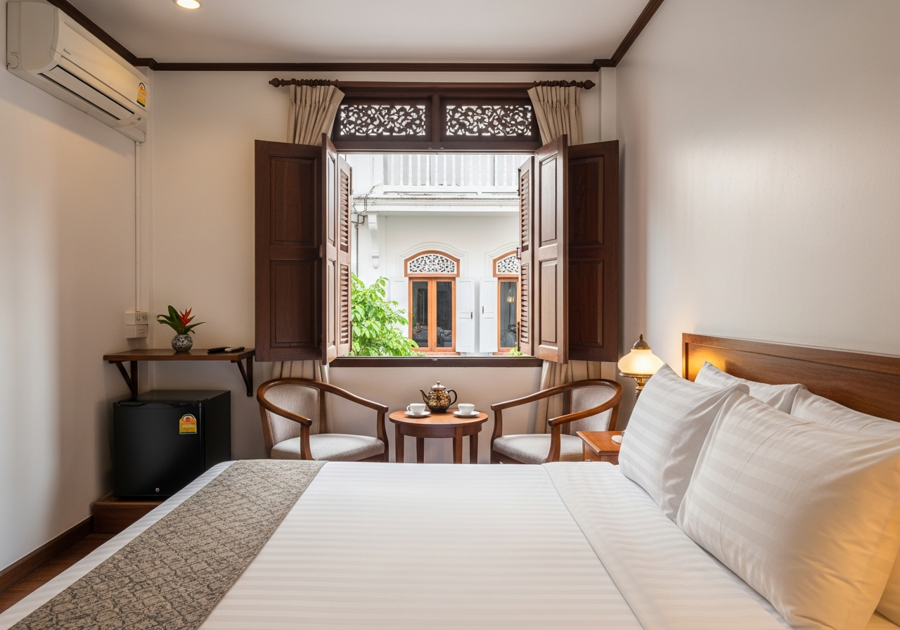 Deluxe room with courtyard view at Soi Romanee House